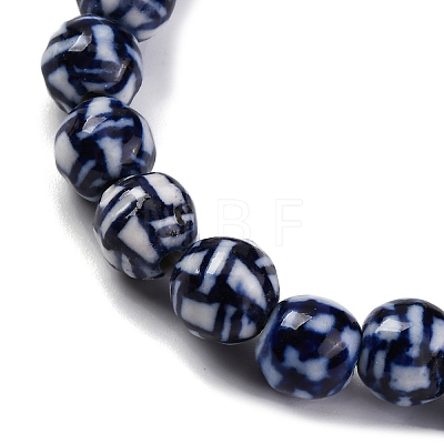 Handmade Blue and White Porcelain Beads Strands PORC-I027-02B-1