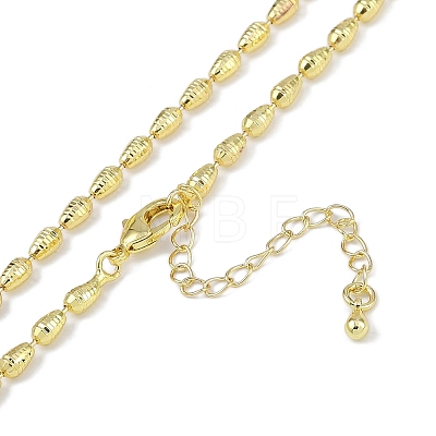 Rack Plating Brass Textured Teardrop Link Chain Necklaces for Women NJEW-K382-07G-1