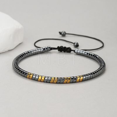 Two Tone Synthetic Non-magnetic Hematite Beads Braided Bead Bracelets WG8D2F5-01-1