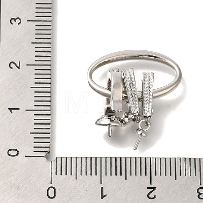 Brass Micro Pave Clear Cubic Zirconia Fold Over Clasps KK-K389-106P-1