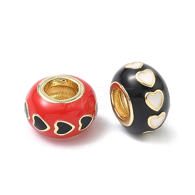 Brass Enamel European Beads KK-P345-01G-M-1