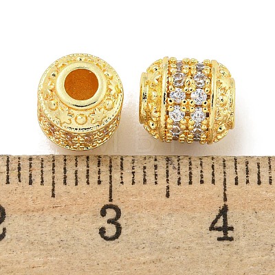 Rack Plating Brass Micro Pave Clear Cubic Zirconia Beads KK-L215-309G-1