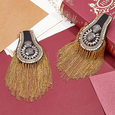 SUPERFINDINGS 2Pcs Iron Tassel Epaulettes AJEW-FH0004-47-1