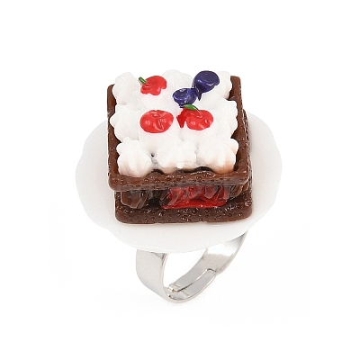 Afternoon Tea Resin & Plastic Adjustable Finger Rings for Women LS-RJEW-K317-01E-1
