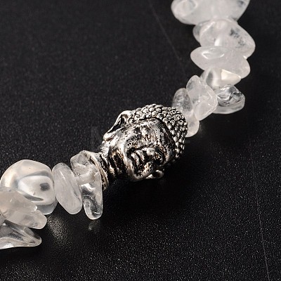 3D Buddha Head Gemstone Beaded Stretch Bracelets BJEW-JB01805-04-1