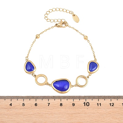304 Stainless Steel & Glass Imitation Cat Eye Link Bracelets BJEW-D460-11G-1