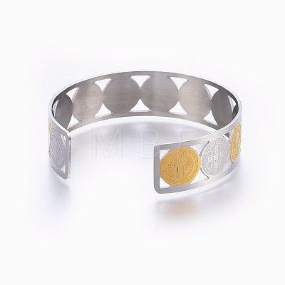 304 Stainless Steel Cuff Bangles X-BJEW-H578-03GP-1