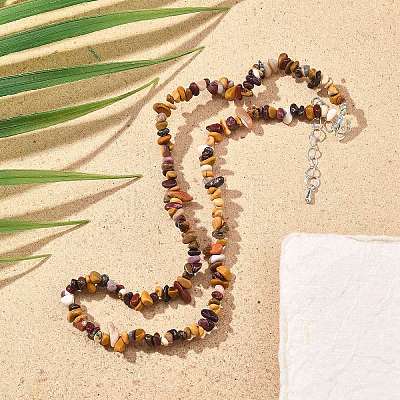 Natural Mookaite Chip Beaded Necklaces for Men Women NJEW-G159-01K-1