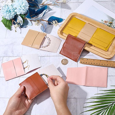 8Pcs 4 Colors Square PU Leather Jewelry Flip Pouches ABAG-CL0001-57-1