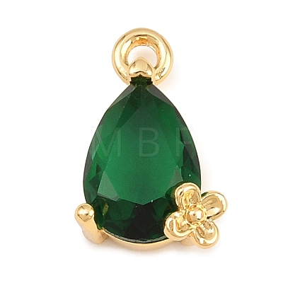 Brass Micro Pave Cubic Zirconia Charms KK-D265-01C-G-1