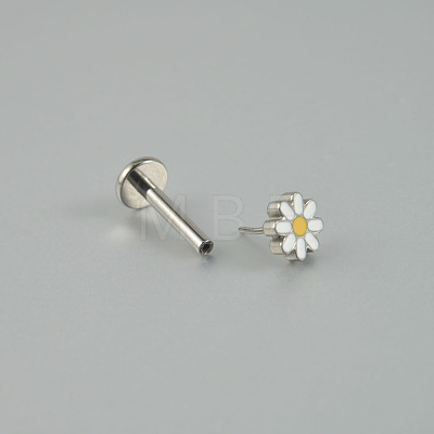 Brass Enamel Daisy Flower Threadless Labret Stud WG42C26-02-1