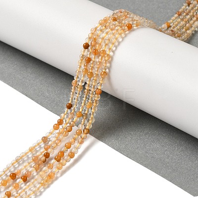 Natural Yellow Hematoid Quartz/Golden Healer Quartz Beads Strands G-B090-A09-02-1