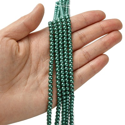 Eco-Friendly Dyed Glass Pearl Round Beads Strands HY-A002-4mm-RB118-1