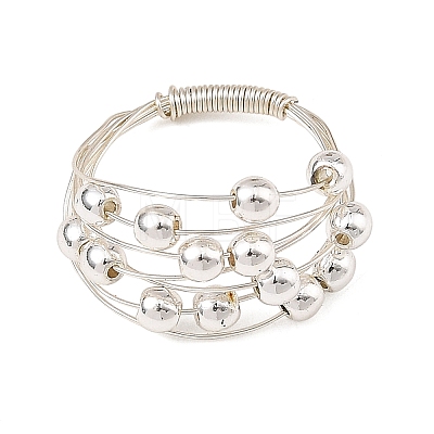 Round Copper Wire with Electroplate Non-magnetic Synthetic Hematite Finger Rings RJEW-JR01096-1
