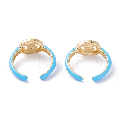 Brass Enamel Cuff Rings RJEW-A002-12G-1