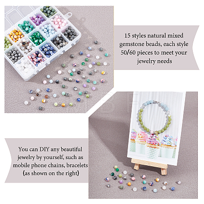 AHADERMAKER 15 Style Natural & Synthetic Mixed Gemstone Beads G-GA0001-59-1