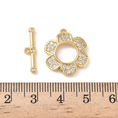 Brass Micro Pave Clear Cubic Zirconia Toggle Clasps KK-D504-08G-1