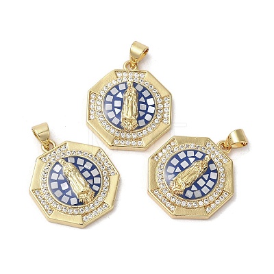 Brass Micro Pave Cubic Zirconia Pendants KK-K385-021G-1