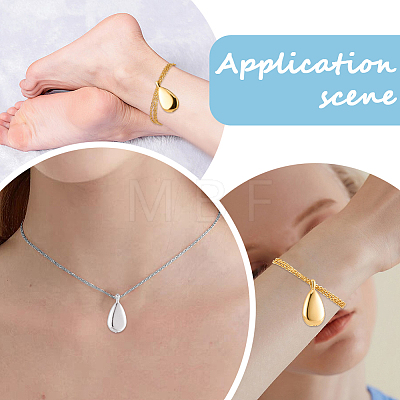 2Pcs 2 Colors 201 Stainless Steel Teardrop Memorial Urn Ashes Pendant Necklaces NJEW-CN0001-21-1