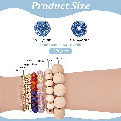 200Pcs Pave Disco Ball Beads RB-PH0001-41A-1