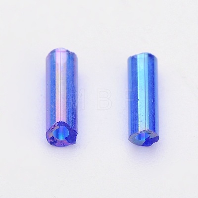 Transparent Colours Rainbow Glass Bugle Beads TSDB6MM168-1