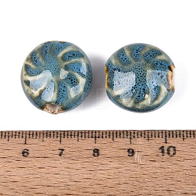 Windmill Spiral Pattern Vintage Handmade Porcelain Beads PORC-N013-19-07-1