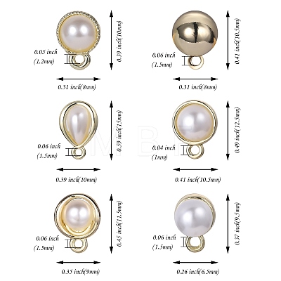 12Pcs 6 Style Alloy & Brass Stud Earring Findings DIY-SZ0009-36-1