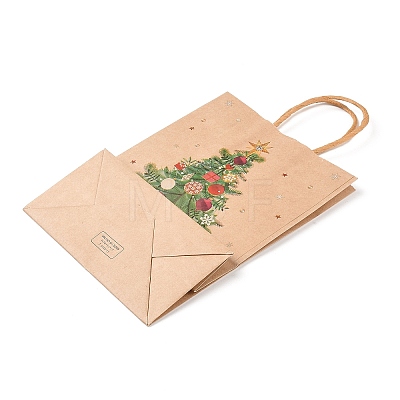 Christmas Theme Printed Kraft Paper Bags with Handles ABAG-M008-08A-1