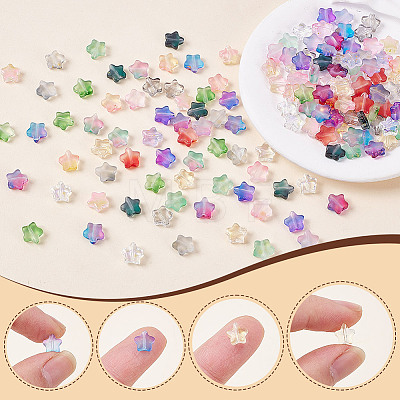 160Pcs 16 Colors Frosted Glass Beads GLAA-AR0001-80-1