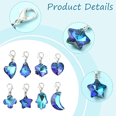 16Pcs 8 Styles Electroplated Glass Pendant Decorations HJEW-YW00361-1