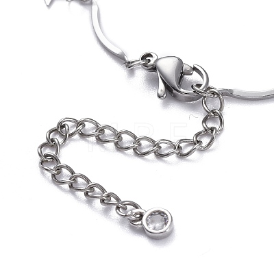 304 Stainless Steel Scalloped Bar Link Chain Anklets AJEW-AN00323-1