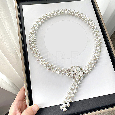 White Plastic Imitation Pearl Beaded Belly Chains WG08E5B-01-1