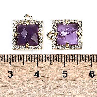 Natural Mixed Gemstone Faceted Square Charms G-I375-06G-1