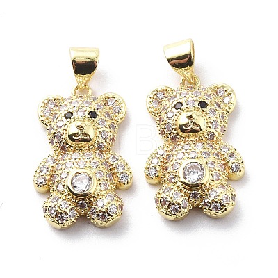 Brass Cubic Zirconia Pendants KK-G446-26G-01-1