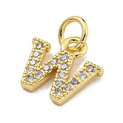 Initial Letter Brass with Cubic Zirconia Charms KK-Q814-26W-G-1