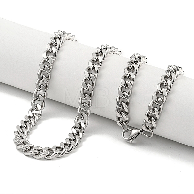 Non-Tarnish 201 Stainless Steel Cuban Link Chain Necklaces for Women and Men NJEW-F322-11P-04-1