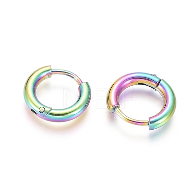 Ion Plating(IP) 304 Stainless Steel Huggie Hoop Earrings EJEW-F111B-13mm-Y-1