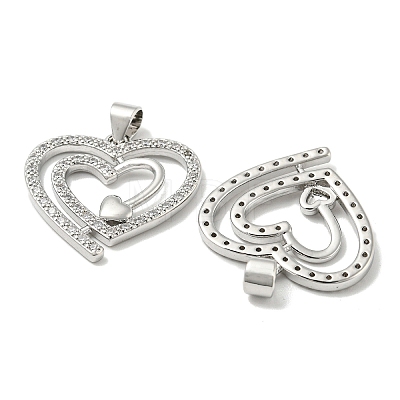 Rack Plating Brass Micro Pave Cubic Zirconia Pendants KK-F869-05P-1