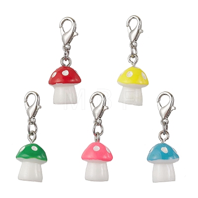 Plastic Mushroom Pendant Decoration HJEW-JM03197-1