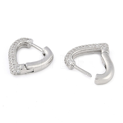 Brass Pave Clear Cubic Zirconia Hoop Earrings for Women EJEW-S225-11P-02-1