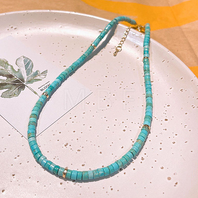 Synthetic Turquoise Heishi Graduated Beaded Necklaces JO0051-3-1