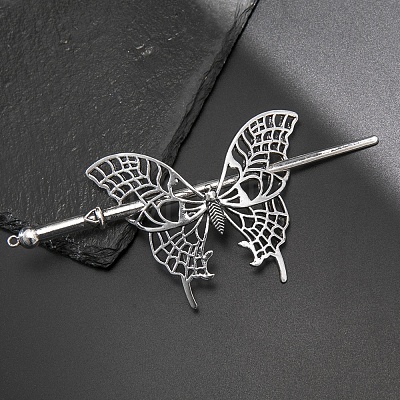 Tibetan Style Alloy Butterfly Hair Sticks PW-WGDEFD2-02-1