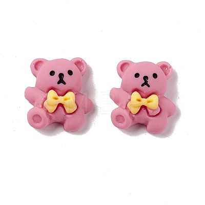 Bear with Bowknot Opaque Resin Cabochons X-RESI-G041-C07-1