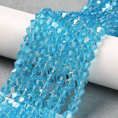 Transparent Electroplate Glass Beads Strands GLAA-F029-4mm-A19-1