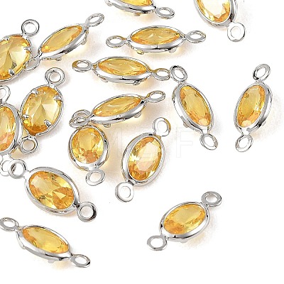 SHEGRACE Brass Pave Cubic Zirconia Oval Connector Charms XGRQ2O407-439C-P-1