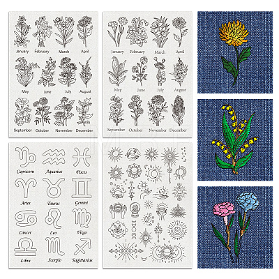 4 Sheets 11.6x8.2 Inch Stick and Stitch Embroidery Patterns DIY-WH0455-044-1