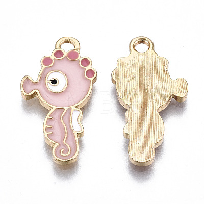 Light Gold Plated Alloy Enamel Pendants ENAM-T009-77C-RS-1