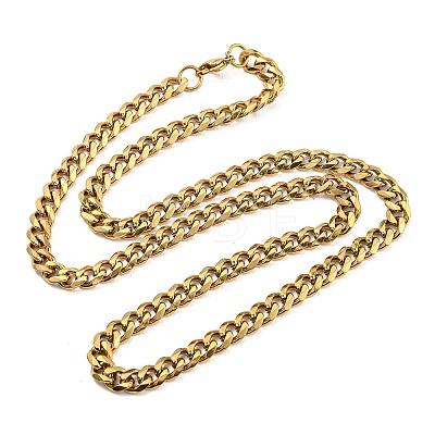 Vacuum Plating 201 Stainless Steel Curb Chain Necklaces NJEW-Q336-11B-G-1