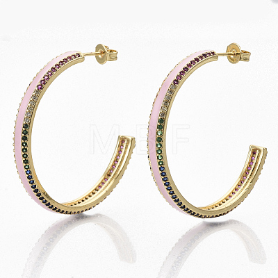 Brass Micro Pave Colorful Cubic Zirconia Stud Earrings EJEW-S209-11-1