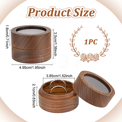 Round Wooden Engagement Ring Boxes CON-WH0093-03A-1